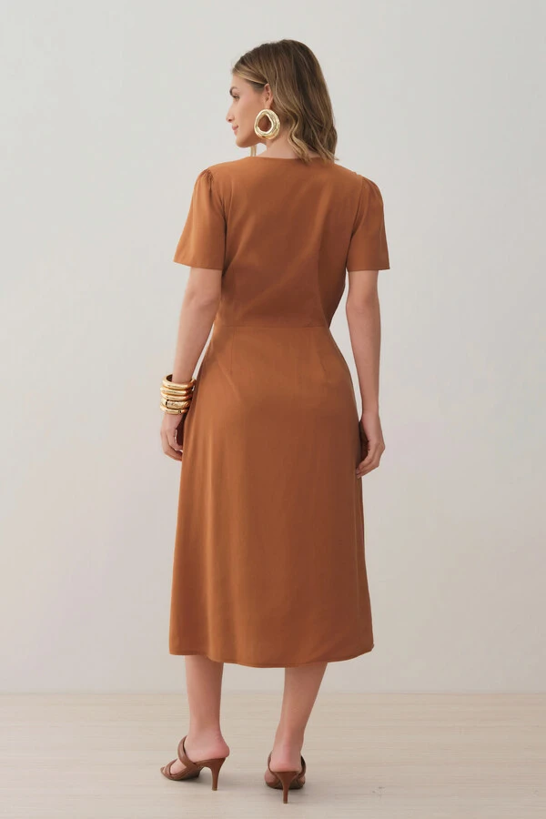 Vestido Midi Leve Transpasse Gold