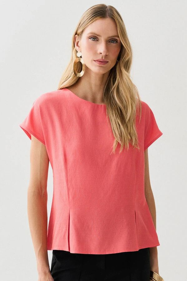 Blusa Acinturada Manga Morcego Pregas