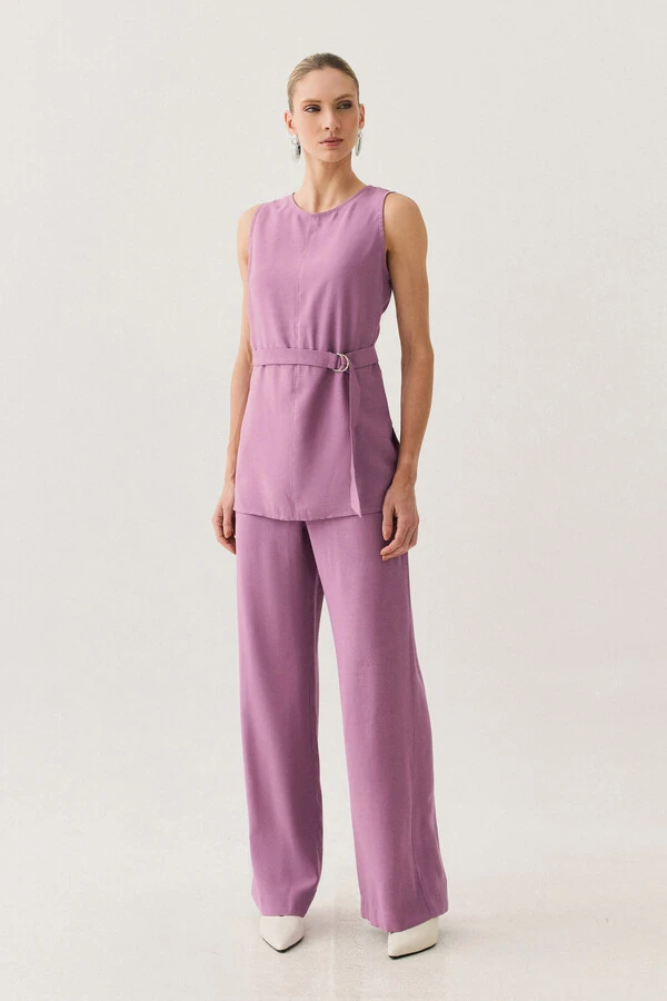 Conjunto de Alfaiataria de Regata Recorte Cinto Fivela