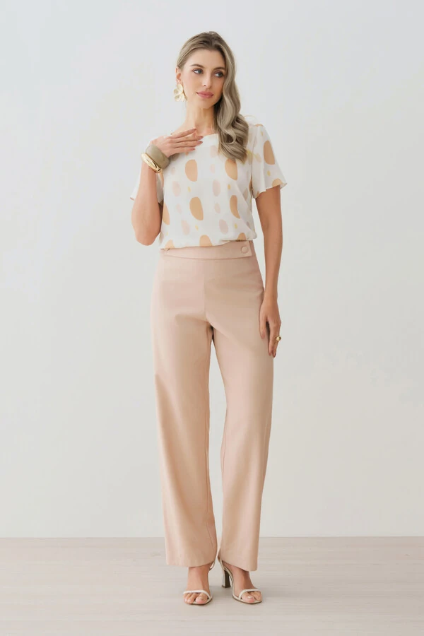 Blusa Abstrata Decote Canoa