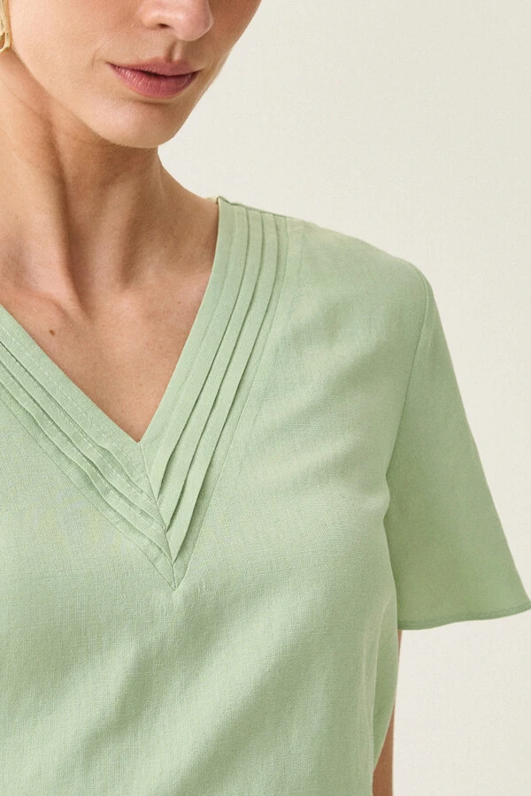 Blusa Decote V Preguinhas Triple