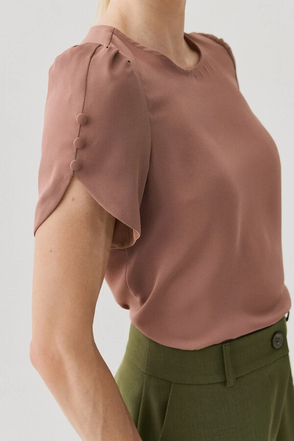 Blusa Manga Mini Botões Forrados Triple