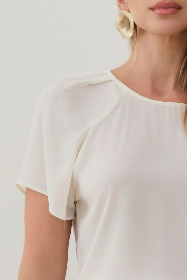 Blusa Manga Raglan Ombro Prega