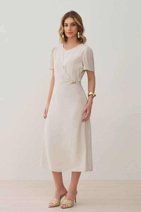 Vestido Midi Leve Transpasse Gold