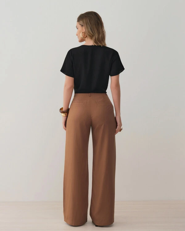 Pantalona Passante Double Prega Botão Forrado