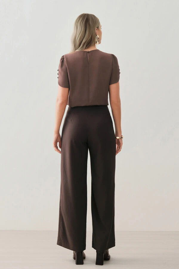 Blusa Manga Mini Botões Forrados Triple