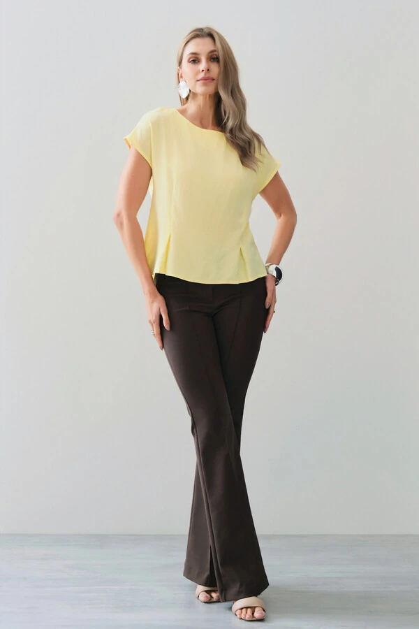 Blusa Acinturada Manga Morcego Pregas