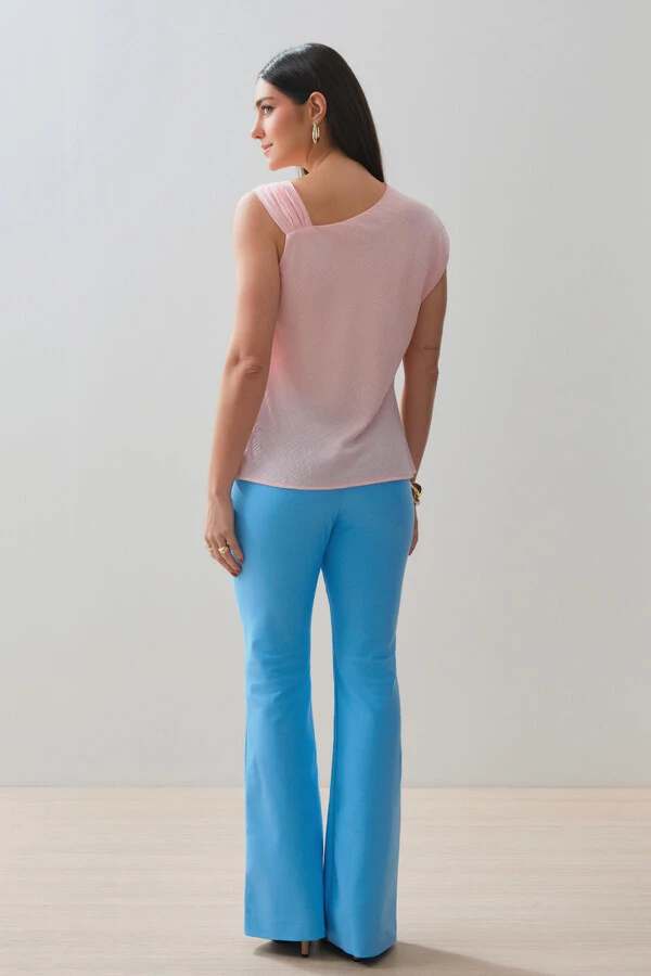 Blusa Assimétrica Alça Gold Pregas