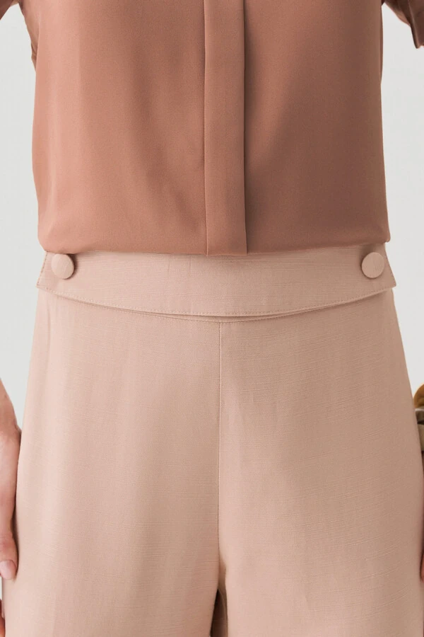 Calça Reta Botões Forrados Double