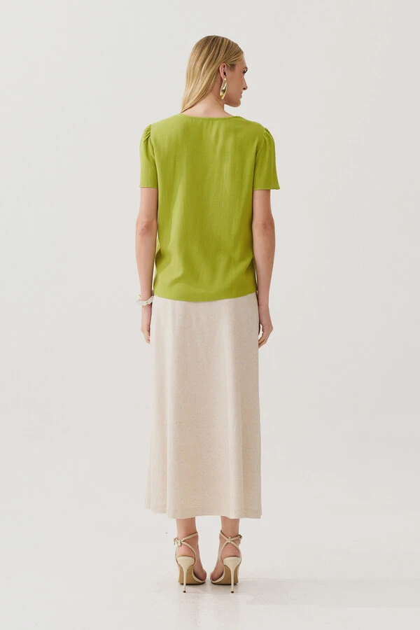 Blusa Decote V Recortes Laterais