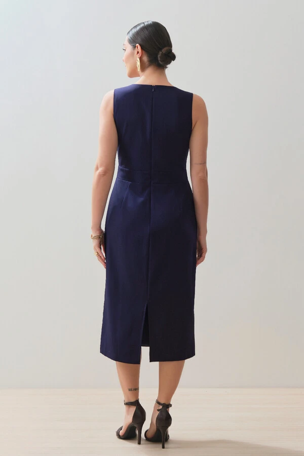 Vestido Midi Regata Decote V Recorte