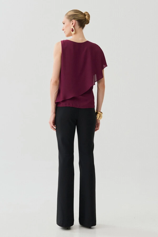 Blusa Assimétrica Dupla Transpassada Um Ombro Só Laço