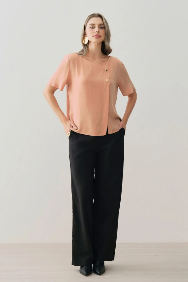 Blusa Prega Botões Gold Double