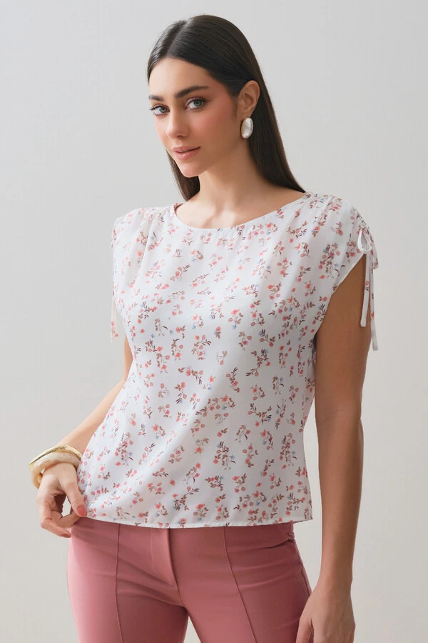 Regata Ombro Amblo Laço Puxante Floral