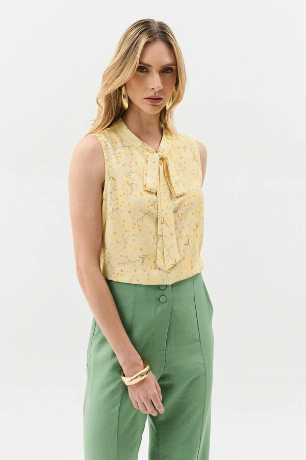Regata Floral Gola Baixa Laço