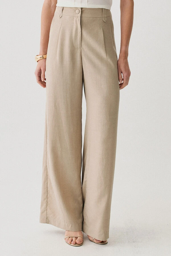 Pantalona Passante Double Prega Botão Forrado