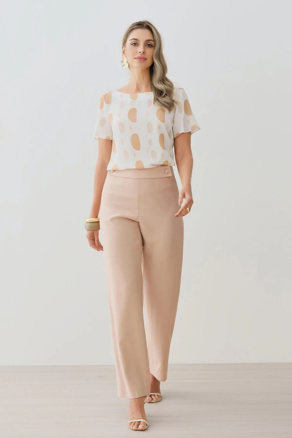 Blusa Abstrata Decote Canoa