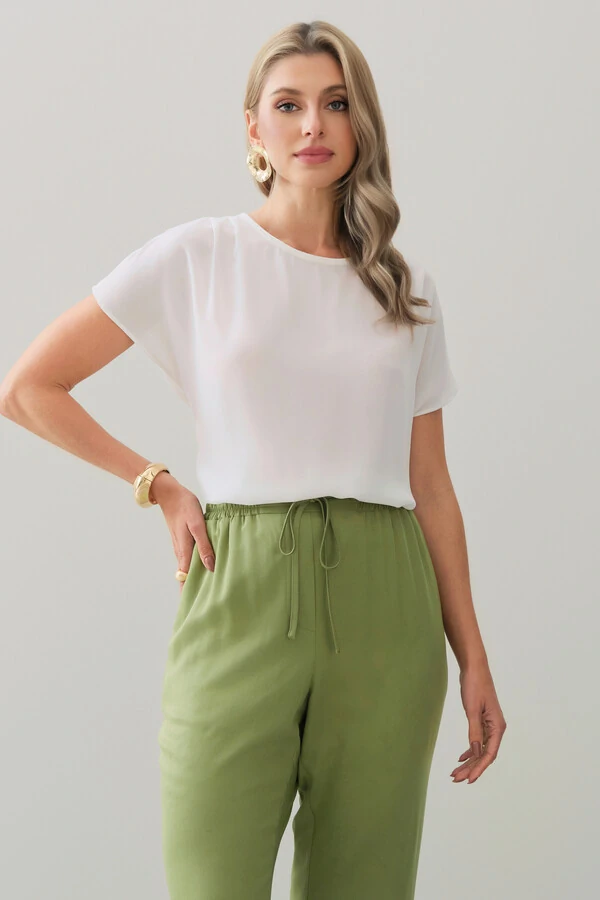 Blusa Manga Morcego Ombro Pregas Double