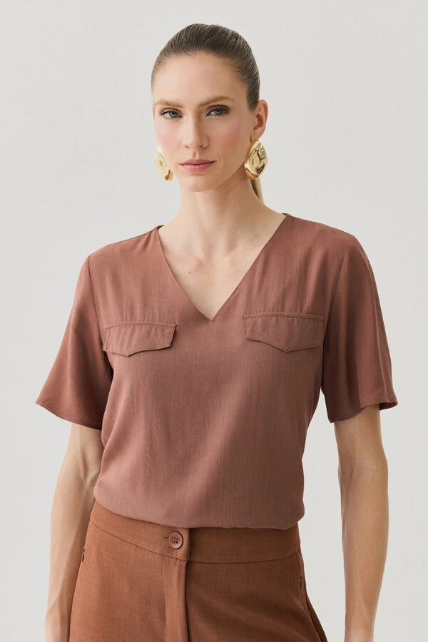 Blusa Decote V Abas