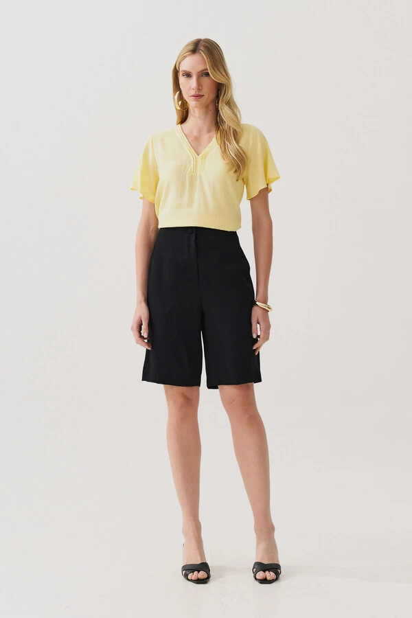 Blusa Decote V Pregas