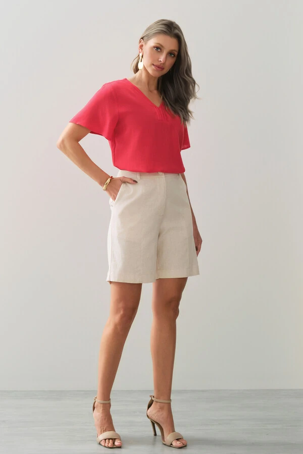 Blusa Decote V Pregas
