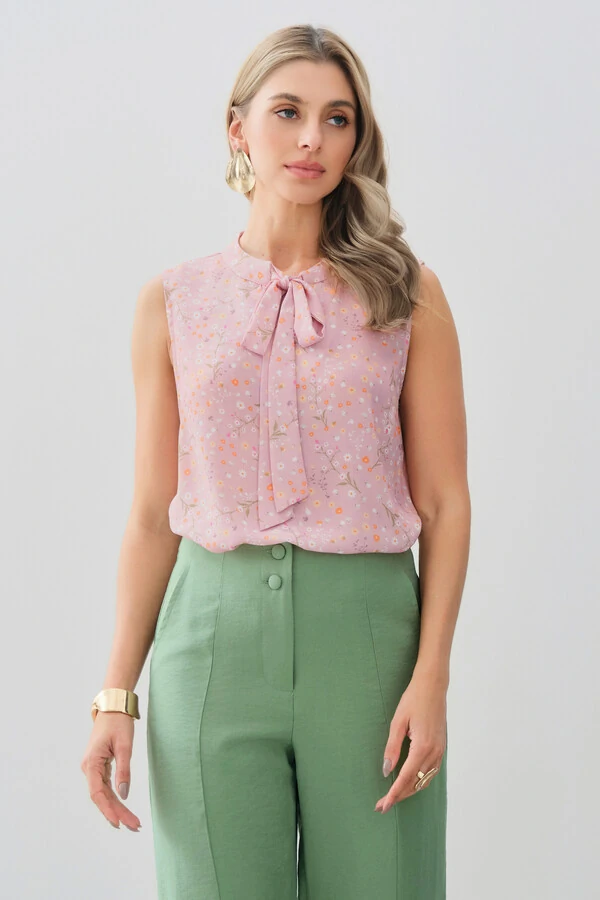 Regata Floral Gola Baixa Laço
