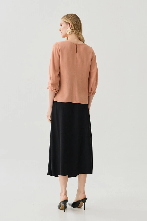 Blusa Manga 3/4 Elástico Pregas