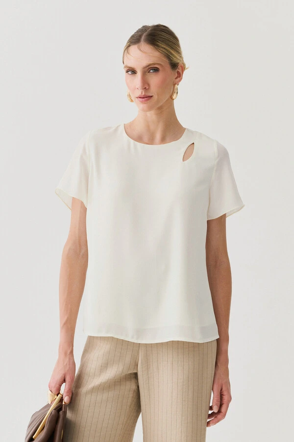 Blusa Assimétrica Dupla Ombro Cut Out