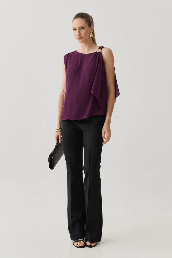 Regata Assimétrica Ombro Esquerdo Faixa Gold