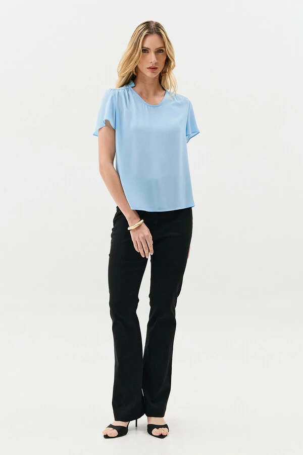 Blusa Mini Gola Franzida Ombro Franzido