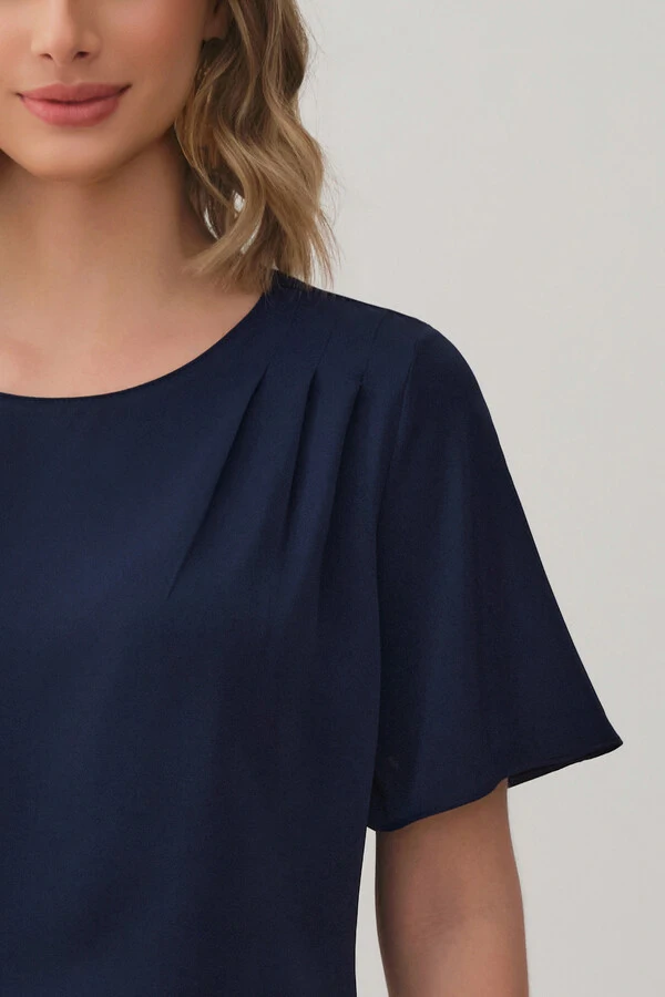 Blusa Assimétrica Pregas Ombro Esquerdo