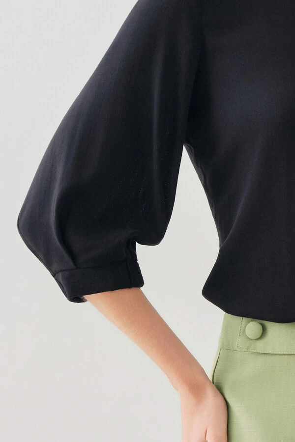 Blusa Manga 3/4 Elástico Pregas