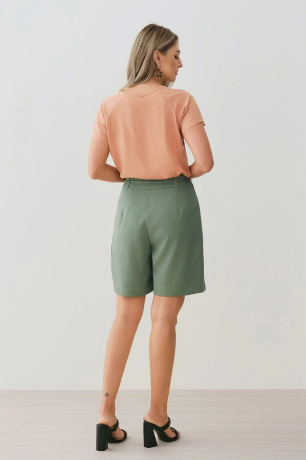 Blusa Manga Raglan Decote Gota Mini Botão Forrado