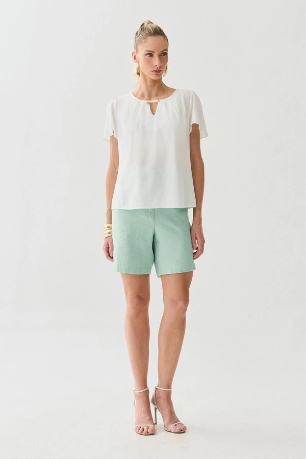 Blusa Decote Vazado Pregas Gold Double