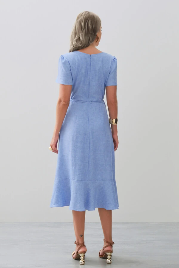 Vestido Midi Transpassado Camada Laço