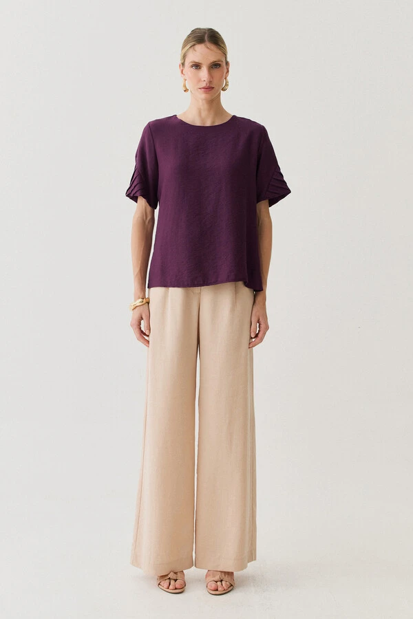 Pantalona Passante Double Prega Botão Forrado