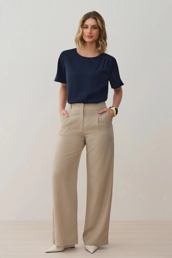 Blusa Assimétrica Ombro Esquerdo Pregas Triple