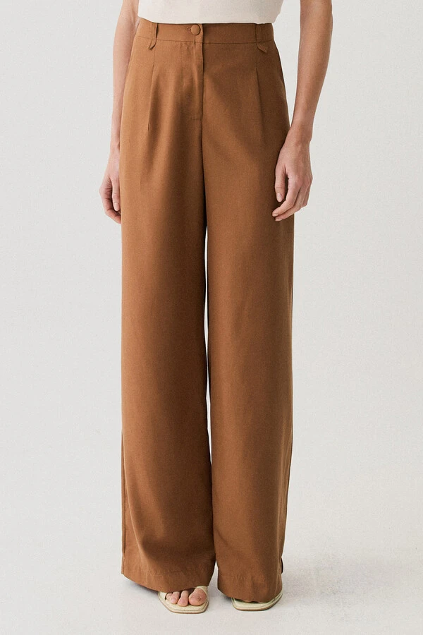 Pantalona Passante Double Prega Botão Forrado