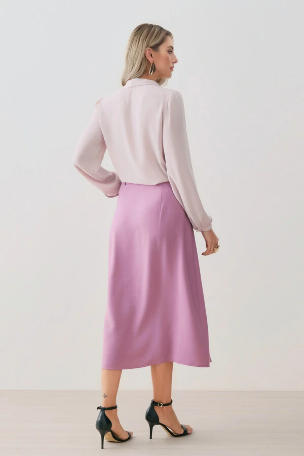 Blusa Manga Longa Punho Gola Dobrada de Laço