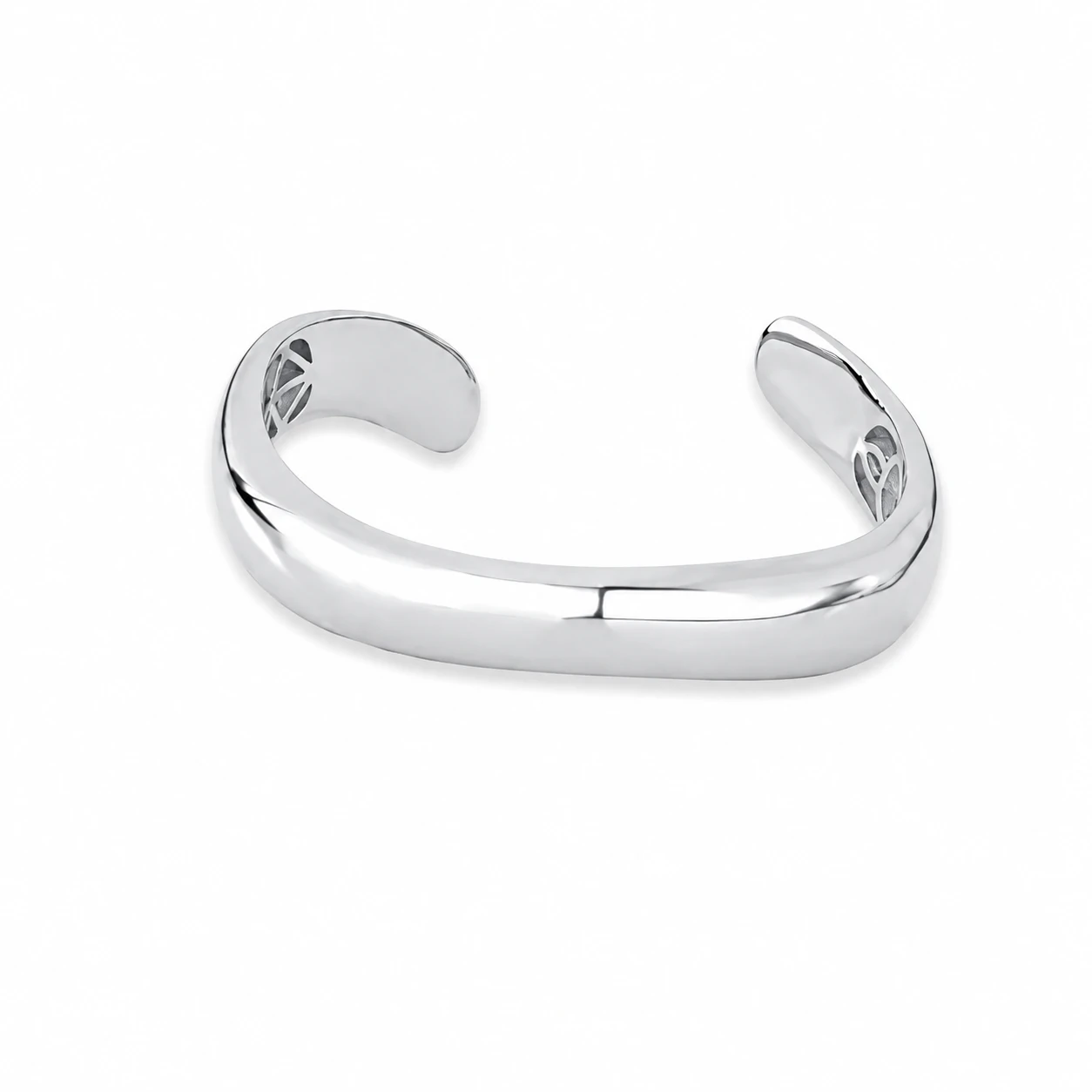 Foto Pulseira bracelete ródio branco liso drop curve