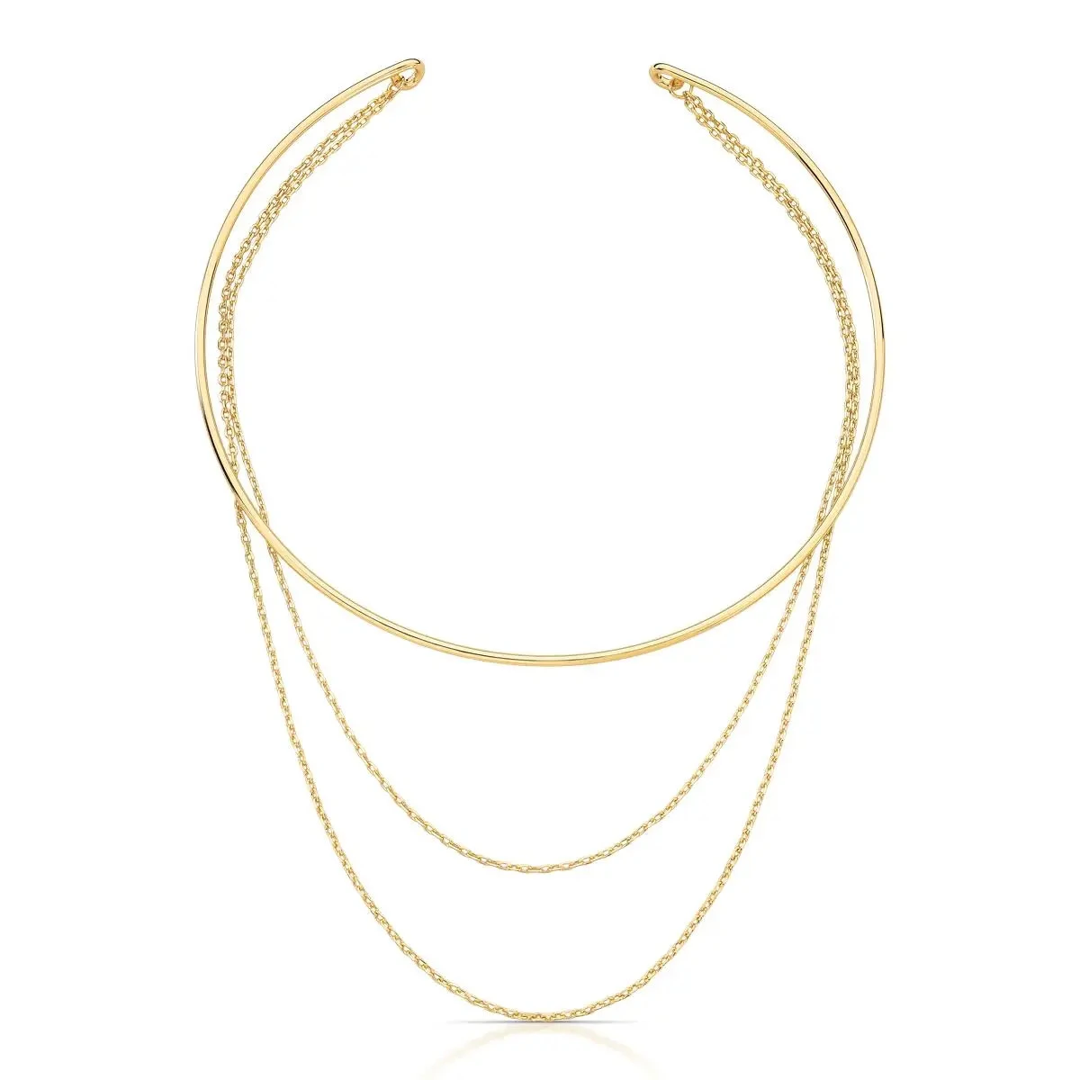 Foto Colar dourado trilho aro e corrente elo delicada
