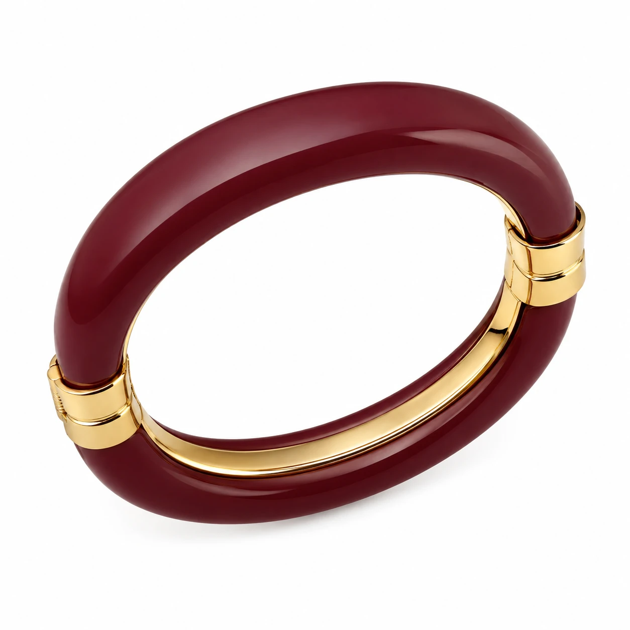 Foto Pulseira bracelete dourado de resina bordô com dourado
