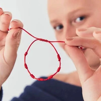 Pulseira 7 nós prata 925 trançada em fio encerado com esferas lisas