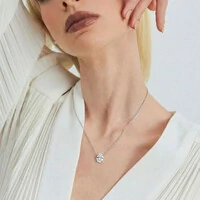 Colar em prata 925 pingente oval MOISSANITE 8X10MM 3ct