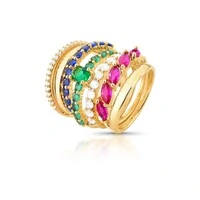 Anel dourado 7 elos coloridos