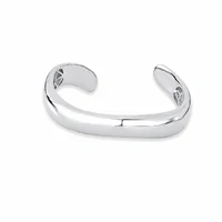 Pulseira bracelete ródio branco liso drop curve