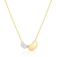 Colar dourado pingente orgânico liso e cravejado zircônia gray