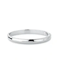 Pulseira bracelete ródio branco liso abulado com fecho click