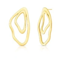 Brinco dourado orgânico vazado liso MAXI