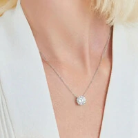 Colar prata 925 ponto de luz MOISSANITE pedra 10mm 4 quilates